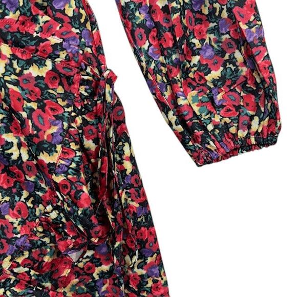 NEW! O.P.T. Cade Floral Wrap Dress One Pretty Thing Lined Puff Sleeve Size XS - Picture 3 of 13